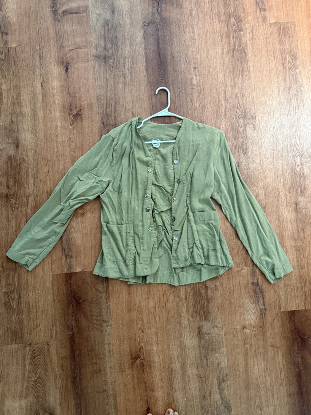 Relaxed Olive Green Women's Button-Front Blazer Jacket